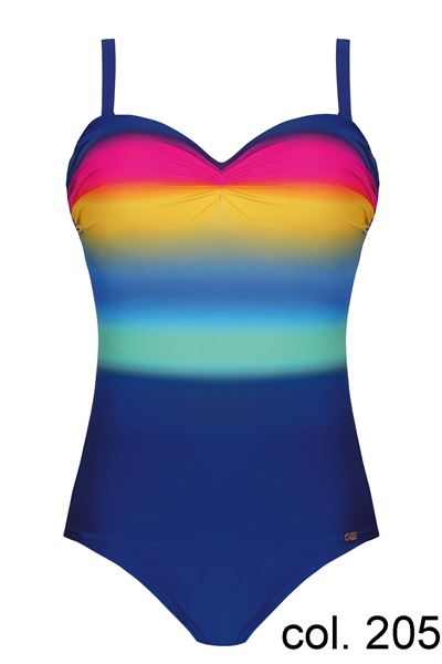 Picture of PLUS SIZE SWIM SUIT BLUE WITH COLOURED BODICE